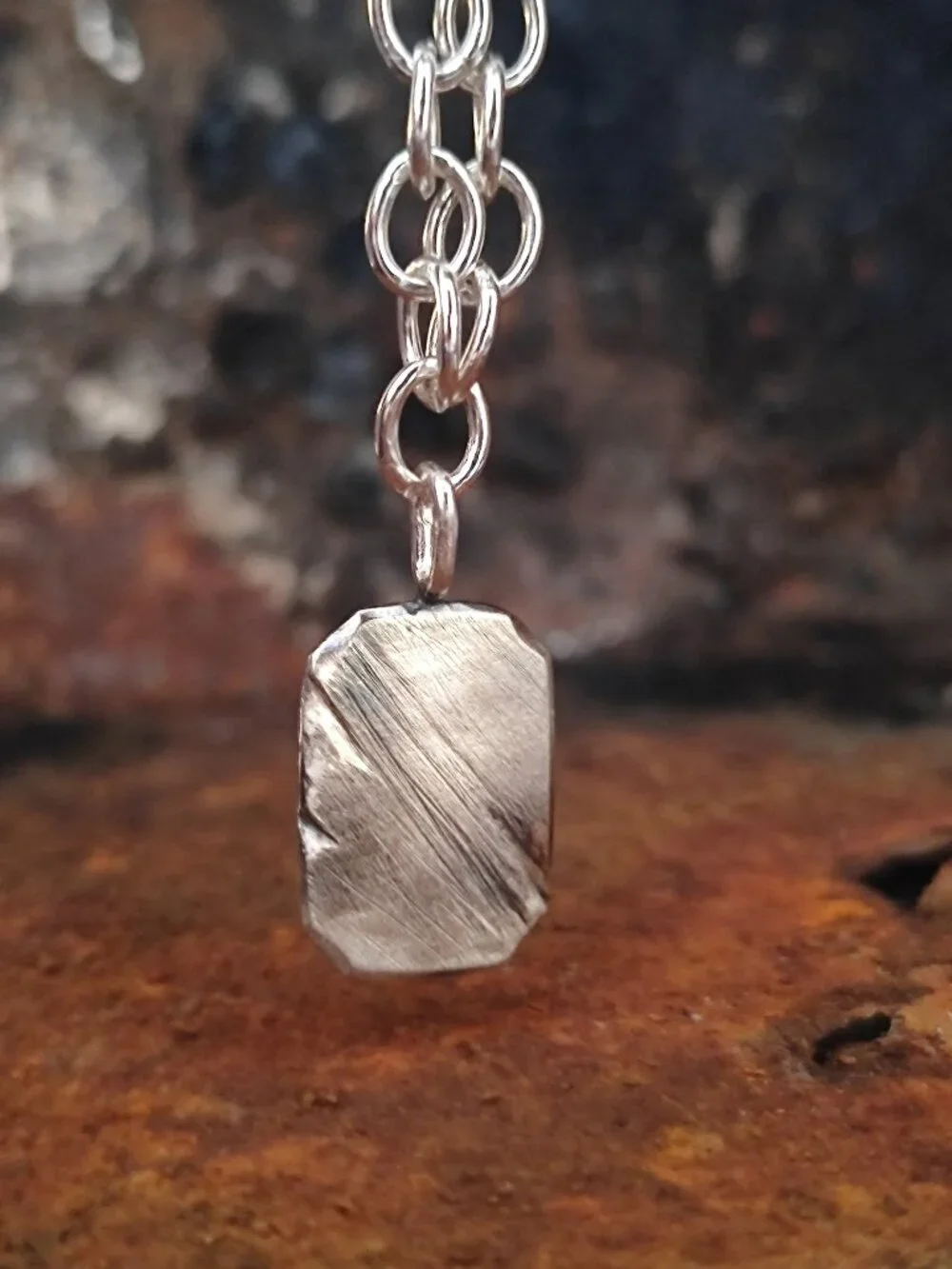 Handmade Sterling Silver Engravable Pendant Necklace – Thick Link Chain